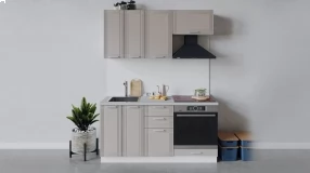 Кухонный гарнитур «Ольга» длиной 160 см со шкафом НБ (Белый/Кремовый)
