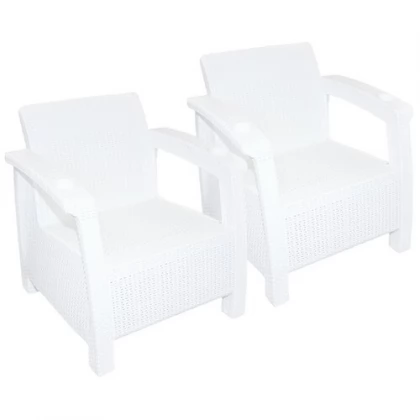 ЗПИ Альтернатива кресла пласт. Ротанг набор 2 ШТ. (Белый) (1) альтернатива М6256